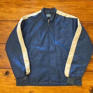 Vintage Goodyear Racing Jacket 🏁 Quilted Lined 80s Blue Bomber